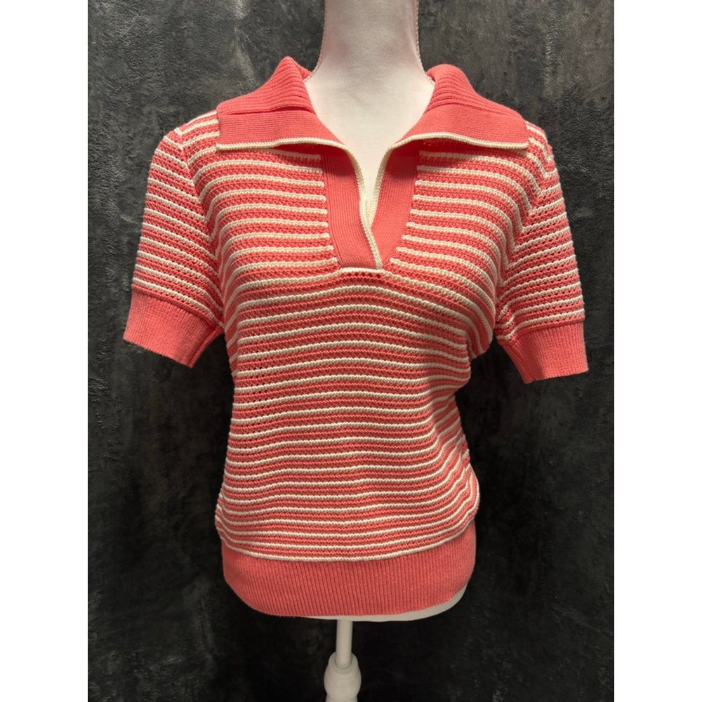 Vineyard Vines "Just Peachy" Coral Knit Short Sleeve Preppy Sweater Sz L - Picture 3 of 8